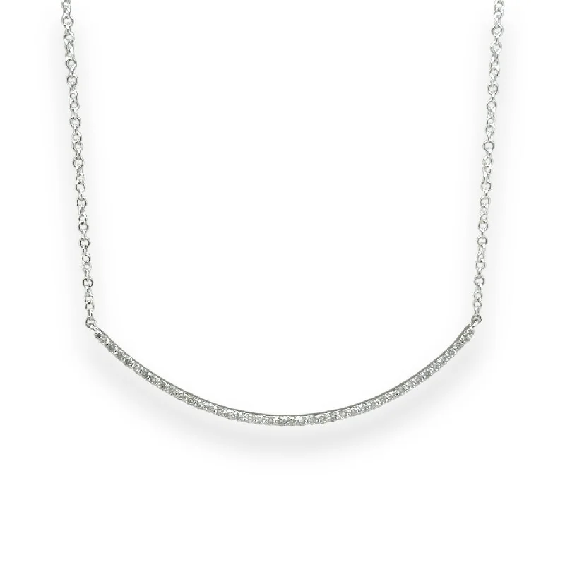 14K W Gold 0.50ct G/I1 Diamond Curved Bar Necklace