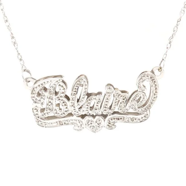 14K W Gold 10 Diamond Name Necklace