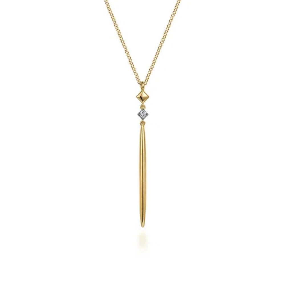 14K Y Gold 0.03ctw Diamond Long Drop Pendant