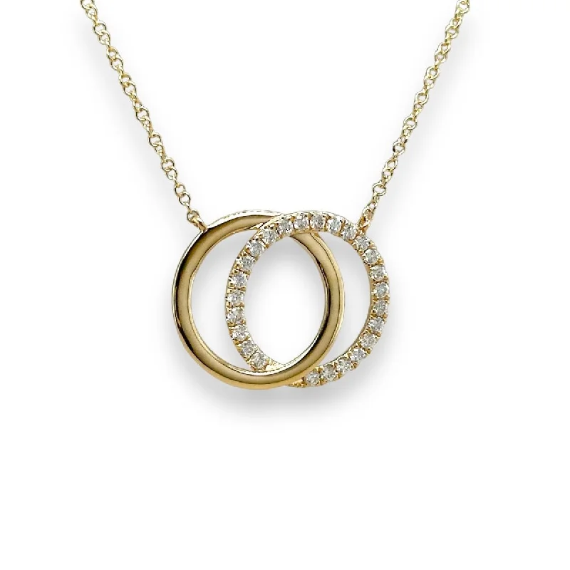 14K Y Gold 0.31ctw H/VS2 Double Circle Diamond Necklace