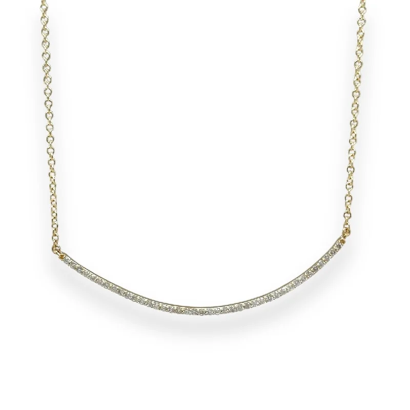 14K Y Gold 0.50ct G/I1 Diamond Curved Bar Necklace