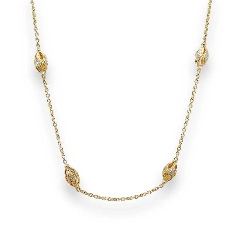 14K Y Gold 0.50ctw G-H/VS2 Diamond Station Necklace