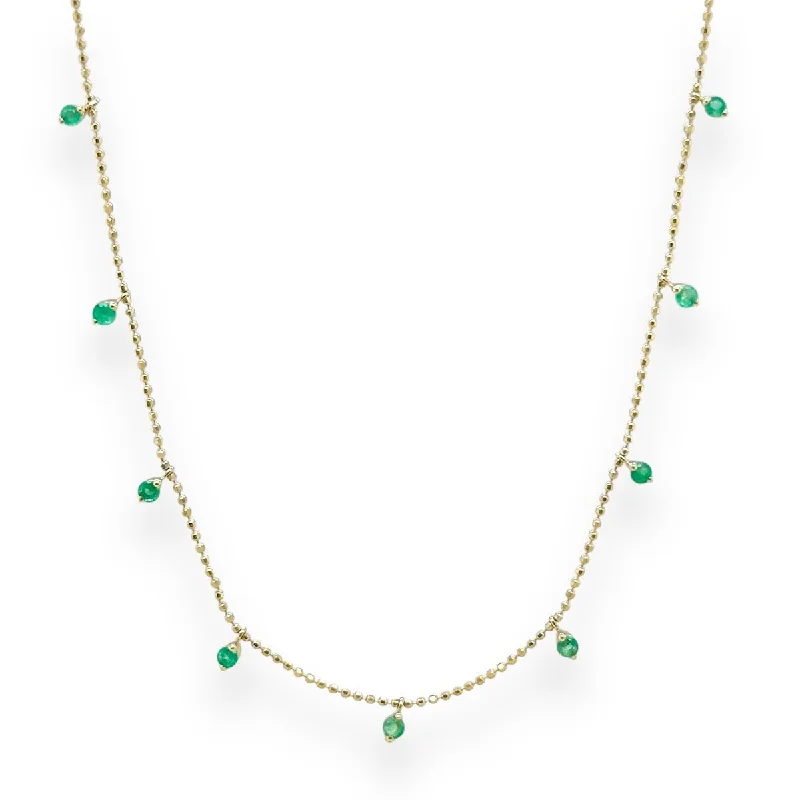 14K Y Gold 0.60ctw Emerald Drop Necklace