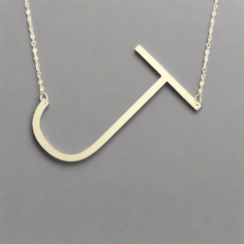 14K Y Gold Large Initial 'J' Necklace