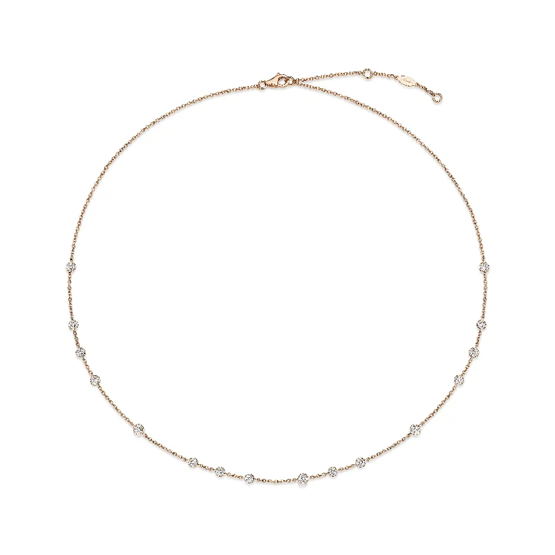 By The Yard Necklace in 18K Rose Gold & 4/5Ct Round Diamonds