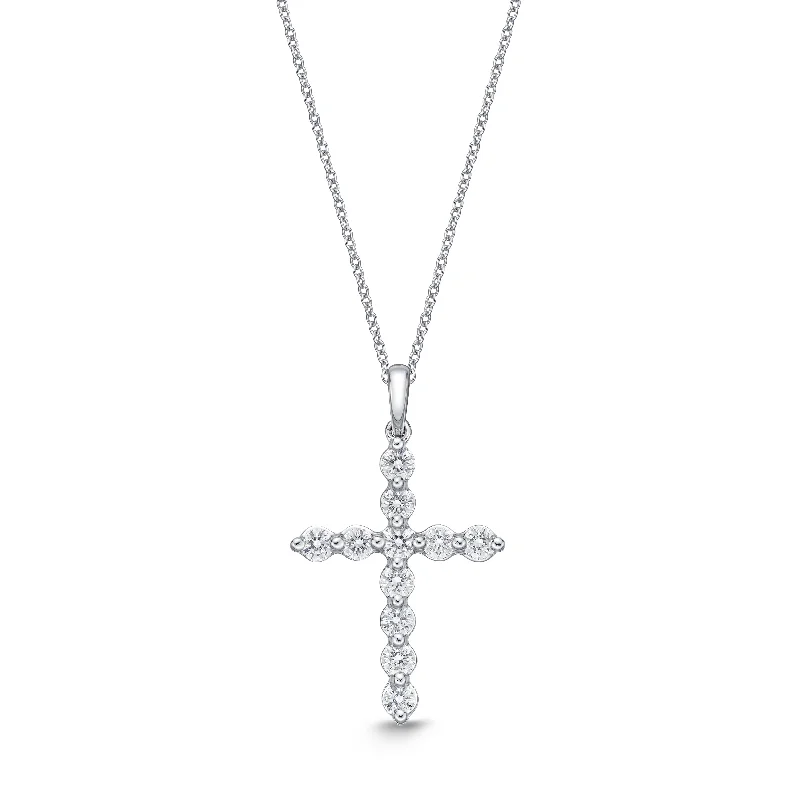 Diamond Cross Pendant in 18K White Gold .51ct