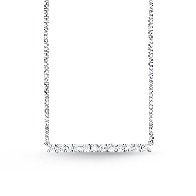 Horizontal Diamond Bar Necklace in 18K White Gold