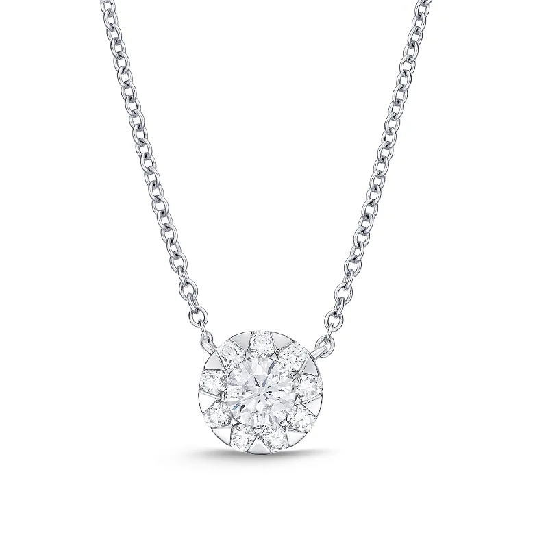 Diamond Bouquet Cluster Necklace in 18K White Gold