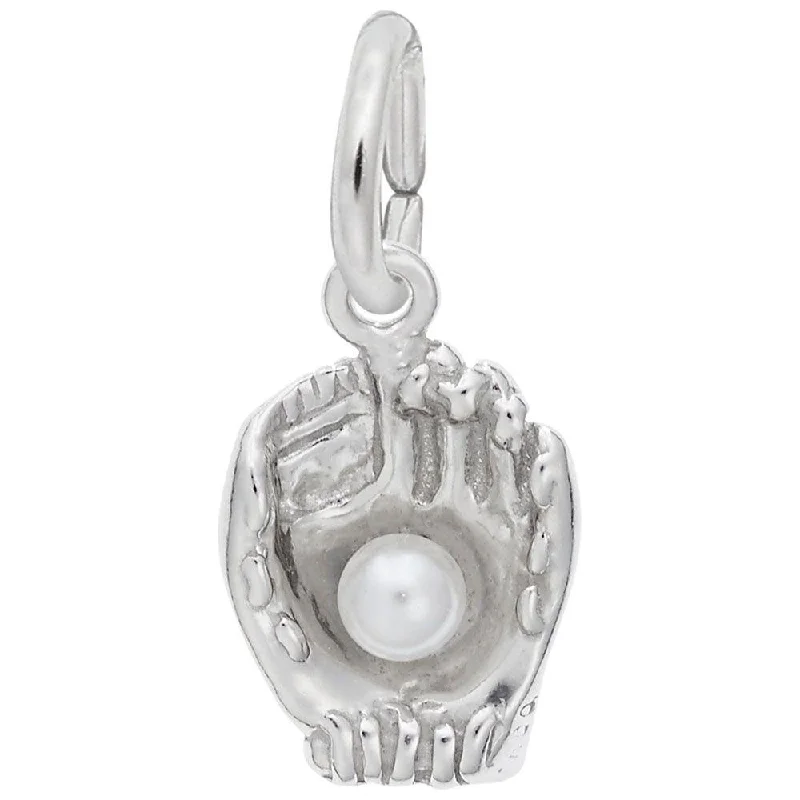 Baseball Glove with Pearl Accent SS Charm