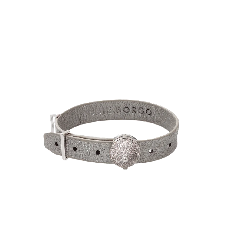 Clear Pave Cone Leather Bracelet