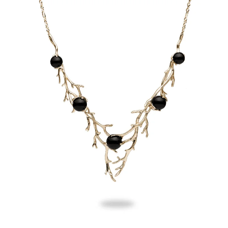 16-18" Adjustable Heritage Black Coral Necklace in Gold