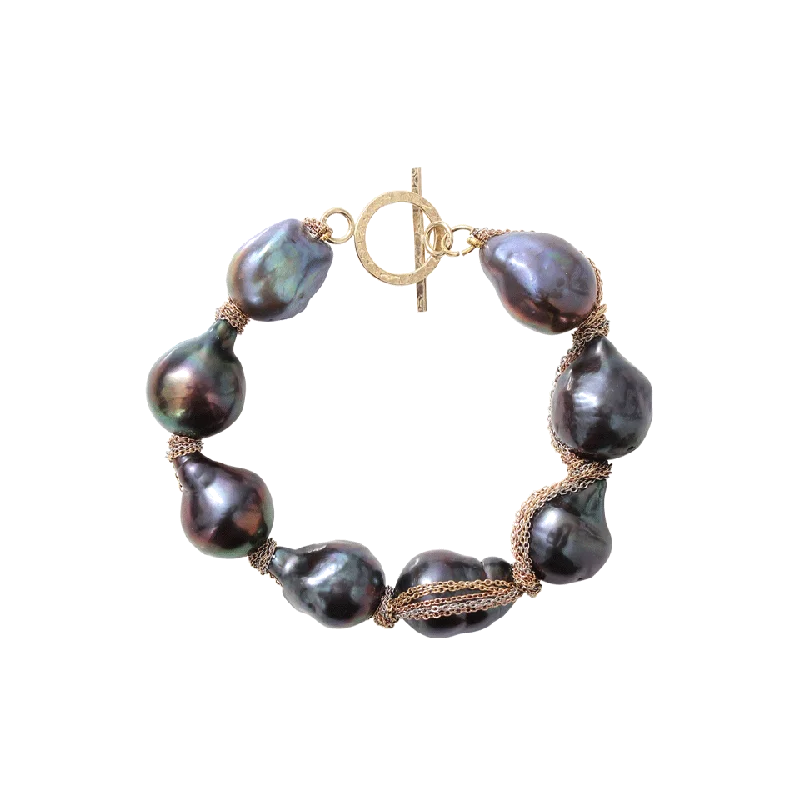 Navy Baroque Pearl Bracelet