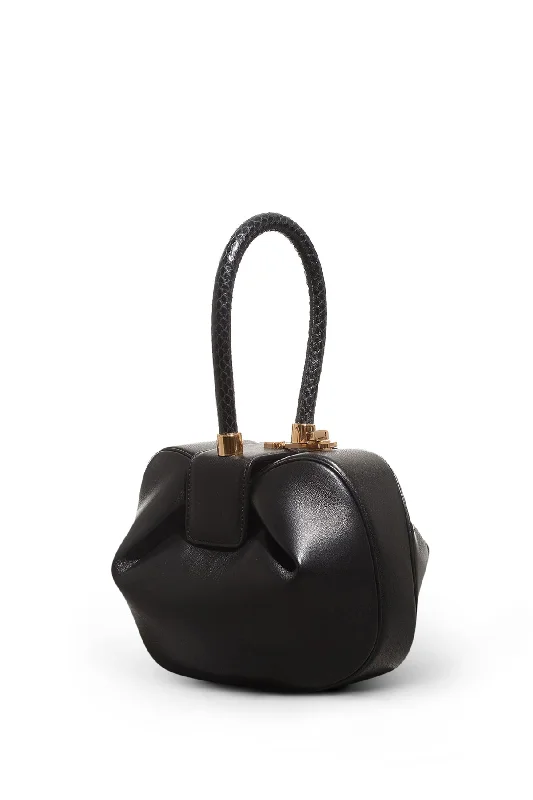 Nina Bag in Black Nappa Leather with Snakeskin Handle