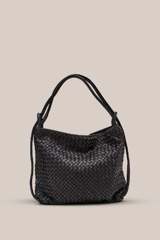 Woven Bella Black 2-in-1 Convertible Backpack Tote