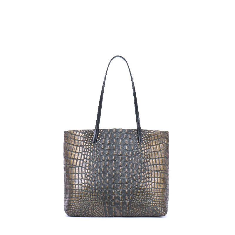 ESSENTIAL TOTE MOSSY BRONZE EMBOSSED CROC