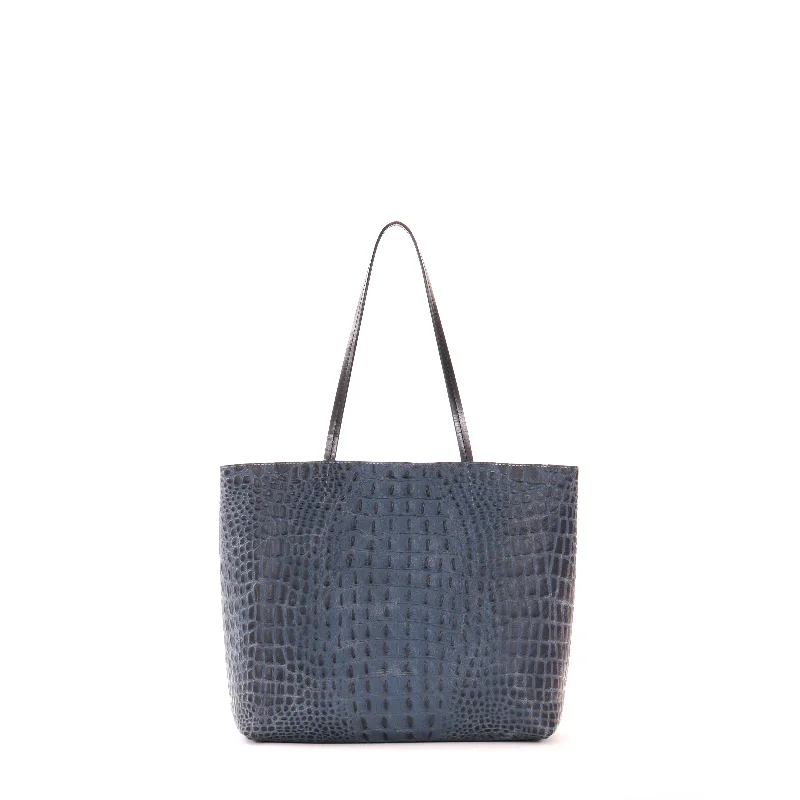 ESSENTIAL TOTE NAVY EMBOSSED CROC