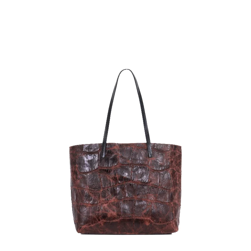 ESSENTIAL TOTE VINTAGE SANGRIA EMBOSSED JUMBO GATOR