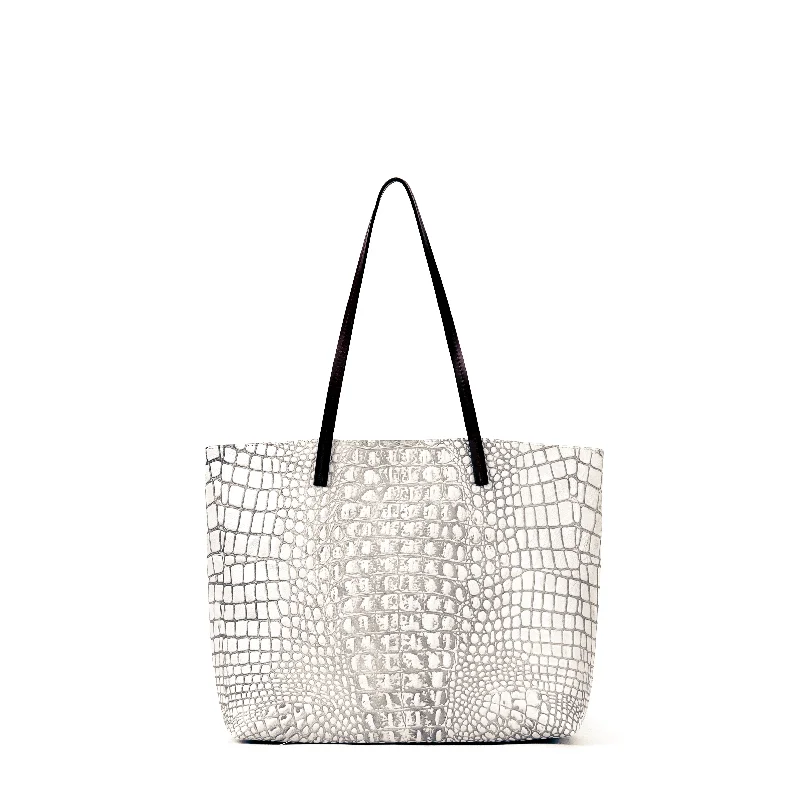 ESSENTIAL TOTE WHITE MIST EMBOSSED CROC