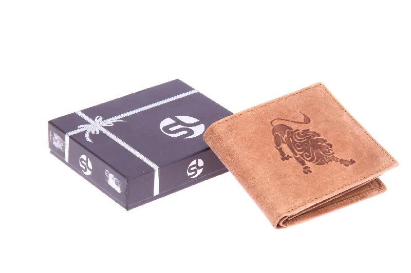 Mens leather wallet with zodiac sign 92957 (Leo)