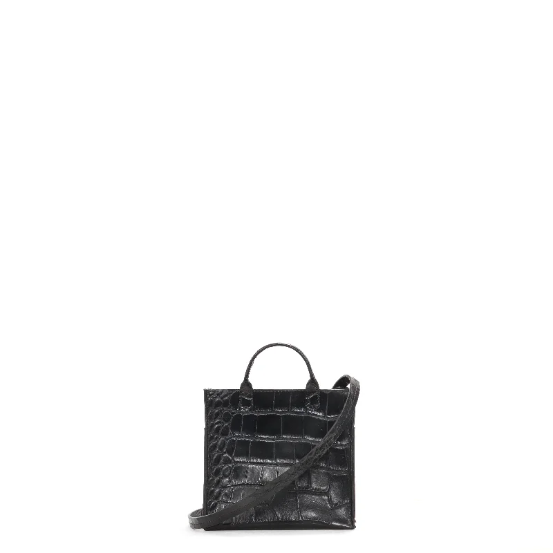 MICRO HARBOR TOTE BLACK EMBOSSED GATOR