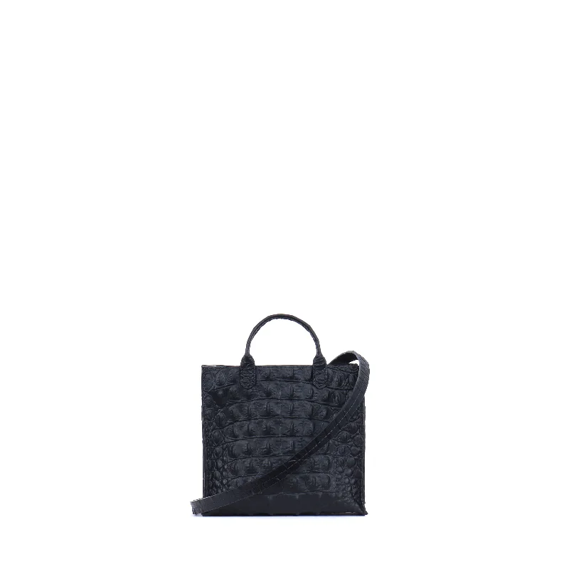 MICRO HARBOR TOTE MATTE BLACK EMBOSSED CROC