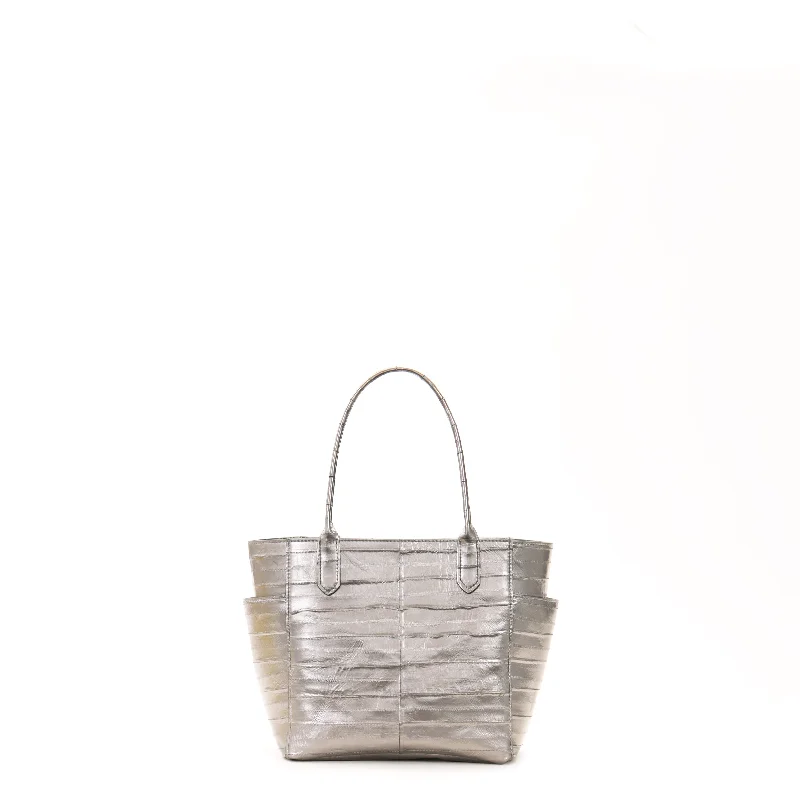 SMALL POCKET TOTE PEWTER EEL