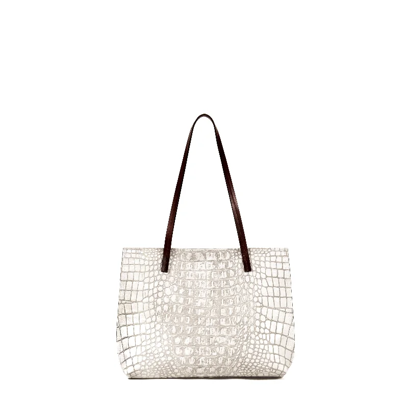 STRAPPY DAY BAG WHITE MIST EMBOSSED CROC